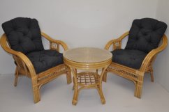 Zahradní set SAULO 2 + 1 — ratan, látka, medová / více barev