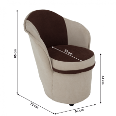 Designové křeslo PERSI s úložným prostorem — látka, hnědá / béžová Kondela