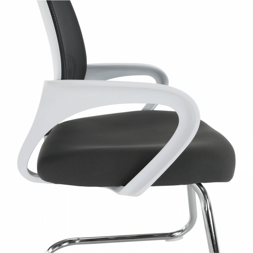 Konferenční židle SANAZ — kov, plast, síť, bílá / šedá