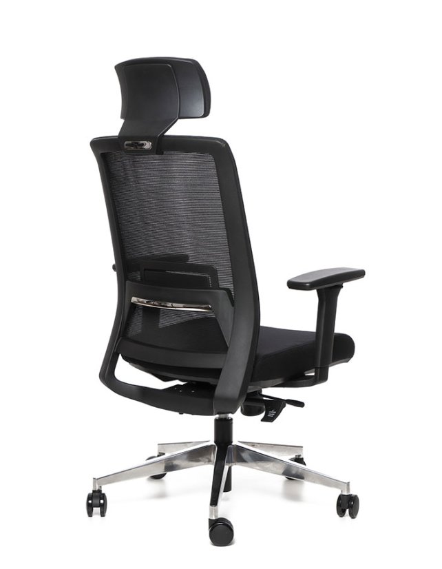 Kancelárska ergonomická stolička Sego FRAME — sieť/látka, čierna