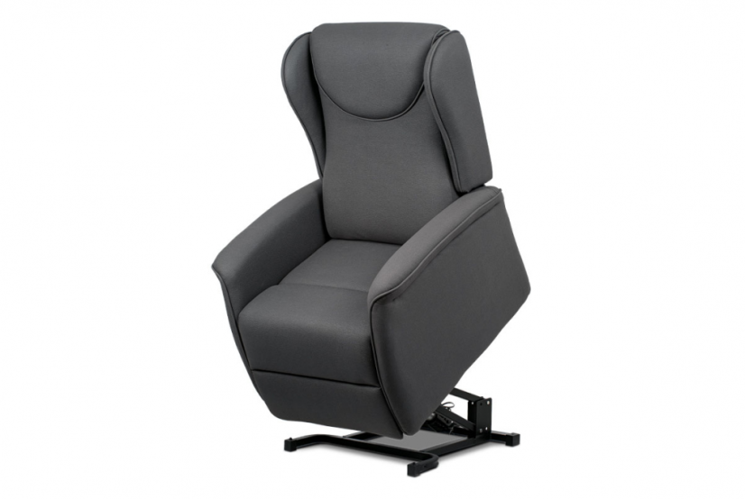 TV křeslo ušák MARLON s elektrickým polohováním — šedá látka, 2 motory, nosnost 140 kg Autronic