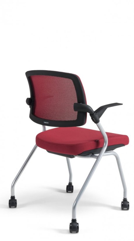 Konferenčná stolička na kolieskach Bestuhl U20 BLACK — viac farieb, stohovateľná - Farebné prevedenie U20 BLACK: Červená