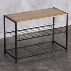 Botník LUMEN I — kov, čierna / dub sonoma