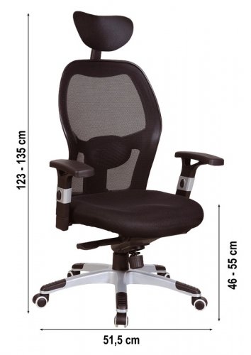 Kancelářská židle MILANO (rozbaleno) s podhlavníkem, područkami i bederní opěrou