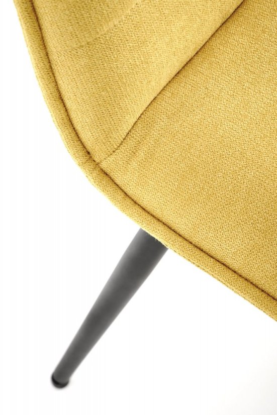 Jedálenská stolička PIRA — oceľ, látka, čierna / horčicová