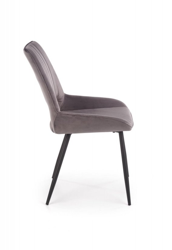 Jedálenské kresielko RILEY — zamat, sivá