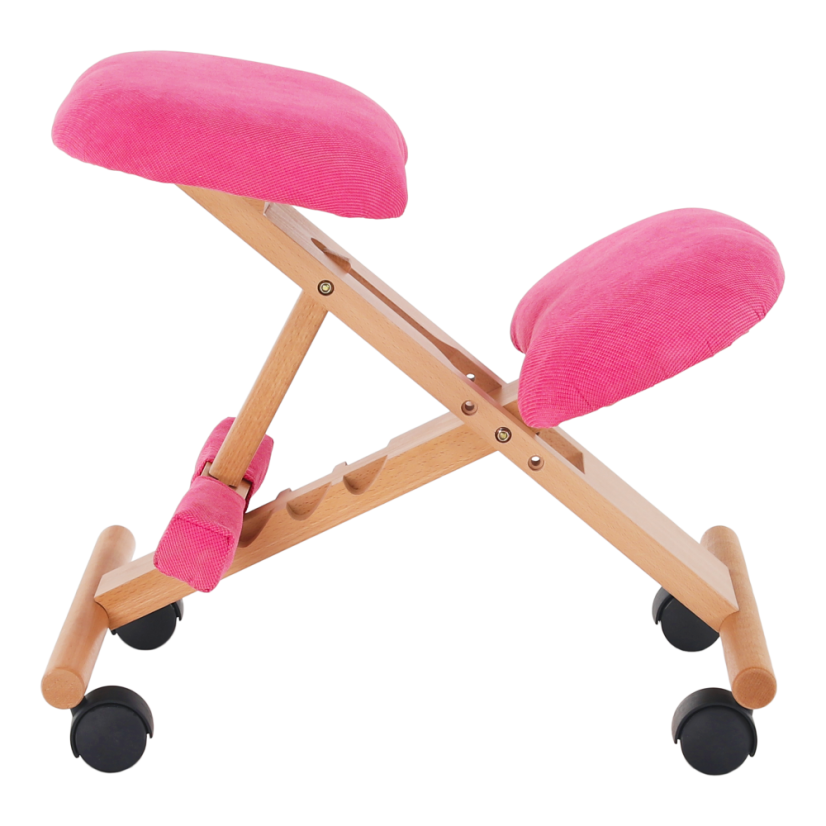 Ergonomická kľačadlo GROCO – ružová látk s bukovou konštrukciou