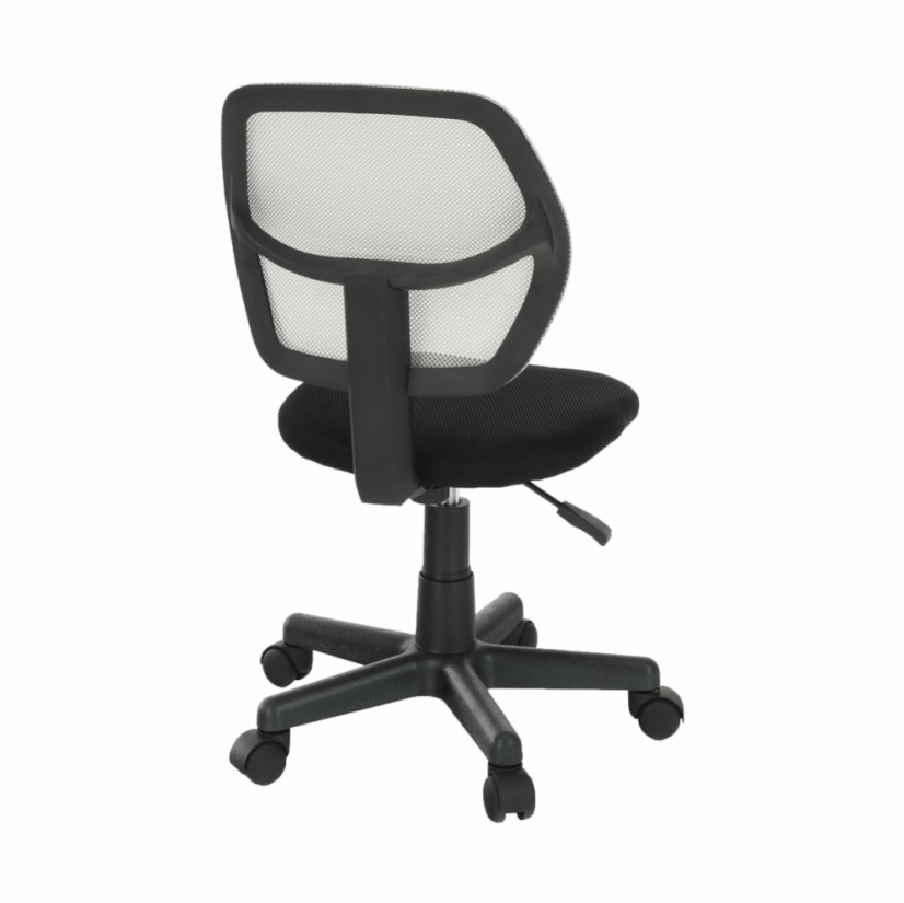 Dětská otočná židle na kolečkách MESH – plast, bez područek, šedá/černá Kondela