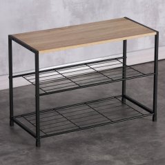 Botník LUMEN I — kov, čierna / dub sonoma