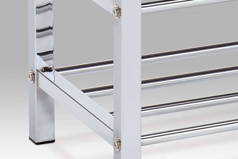 Botník s odkladacími policami - kov, koženka