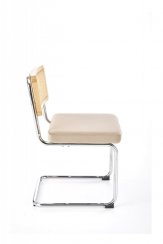 Jídelní židle ROSTAM — kov, látka, přírodní ratan, béžová