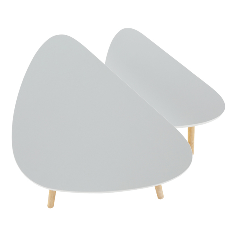 Sada konferenčních stolků BISMAK  — bambus, bílá / přírodní Kondela