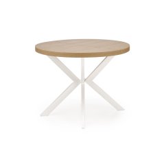 Jídelní kulatý rozkládací stůl PERONI – 100x100x75 (+150) dřevo, zlatý dub, bílá Halmar