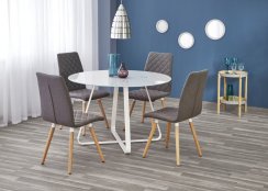 Jídelní kulatý stůl LOOPER – 115x76, kov/sklo, bílý