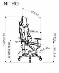 Herní židle NITRO 2 — látka, černá / šedá