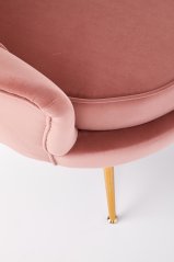 Designové křeslo AMORINITO — kov, růžová látka Halmar