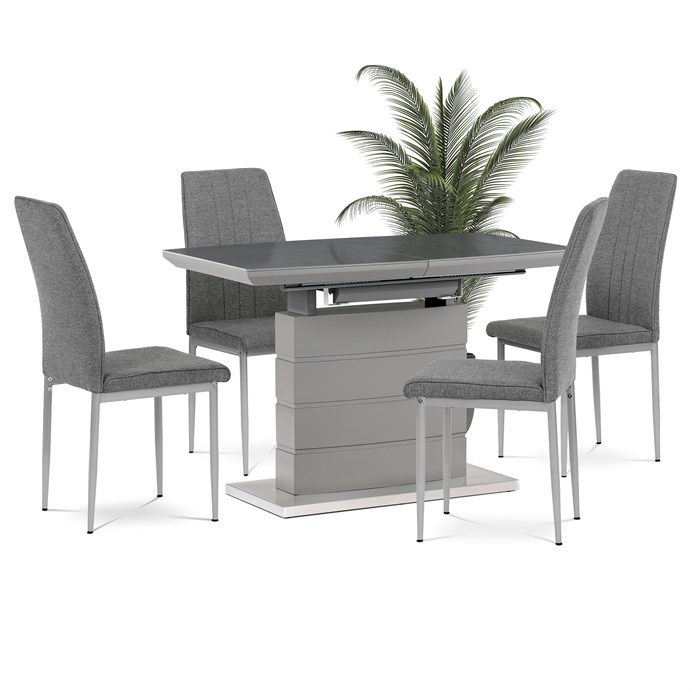 Industriální jídelní židle LENA Autronic – šedá látka, kovové nohy