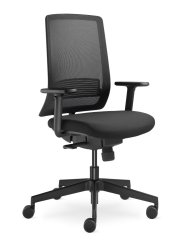 Kancelárska stolička LYRA Air s podrúčkami – synchronný mechanika, sieťovina, čierna LD Seating
