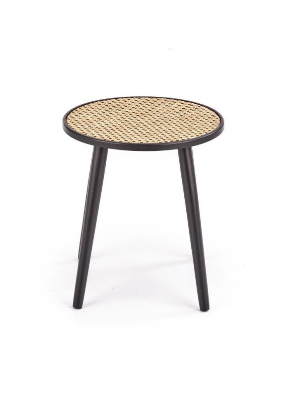 Konferenčný stolík JAKARTA –⁠ kov/drevo, čierna/ratan