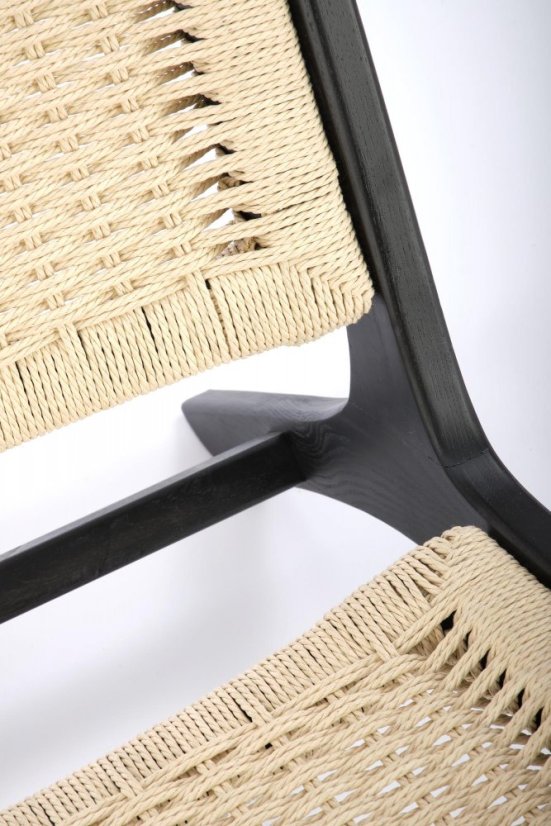 Zahradní židle FODEN — masiv, provaz, černá / přírodní Halmar