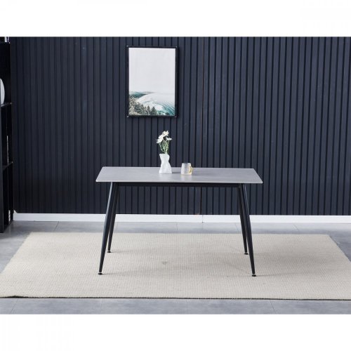 Jídelní stůl TRIVO — 130x70x76 cm, keramika, kov, dekor šedý mramor