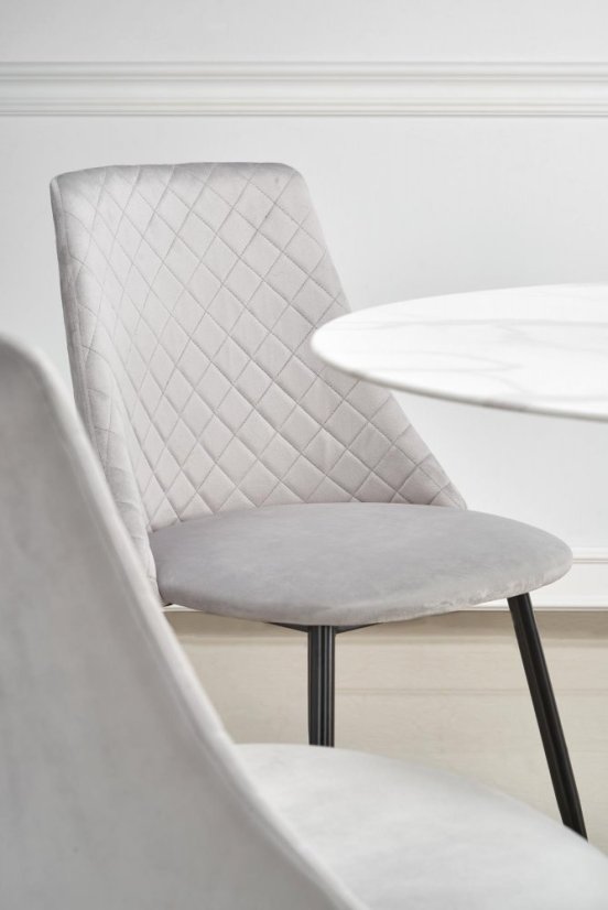 Jídelní kulatý stůl AMBROSIO — průměr 90 cm, dekor bílý mramor / černá Halmar