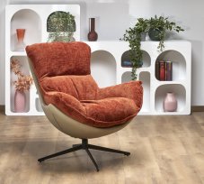 Designové křeslo LOBSTER — látka, ekokůže, skořicová