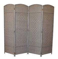 Paravan MANIRI II — dřevo, papír, světle šedá