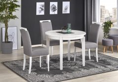 Jídelní kulatý rozkládací stůl SORBUS – 100x100x77 (+100) dřevo, bílá Halmar
