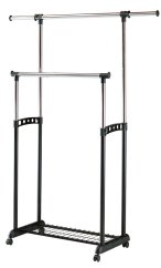 Stojanový věšák LOTA –? 97 cm (+170), plast/kov, černá Halmar