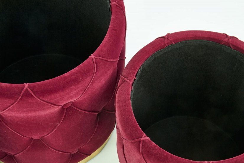 Set taburetov POLLY s úložným priestorom – zamat, kov, viac farieb - POLLY: Sivý