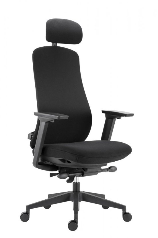 Kancelárska ergonomická stolička FARRELL — látka, čierna, nosnosť 130 kg