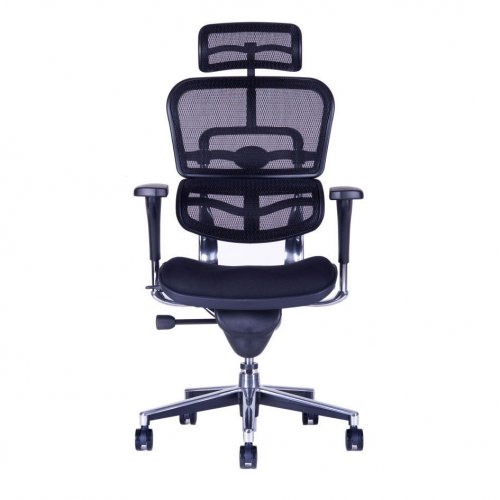 Kancelářská židle na kolečkách Office Pro SIRIUS – s područkami i podhlavníkem, nosnost 130 kg - Čalounění Sirius: MESH černá