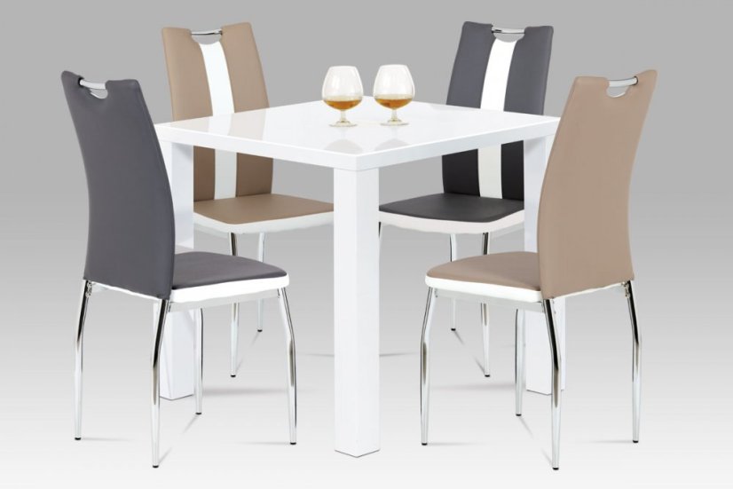 Jídelní stůl VILM – 80x80x76 cm, vysoký lesk bílý Autronic