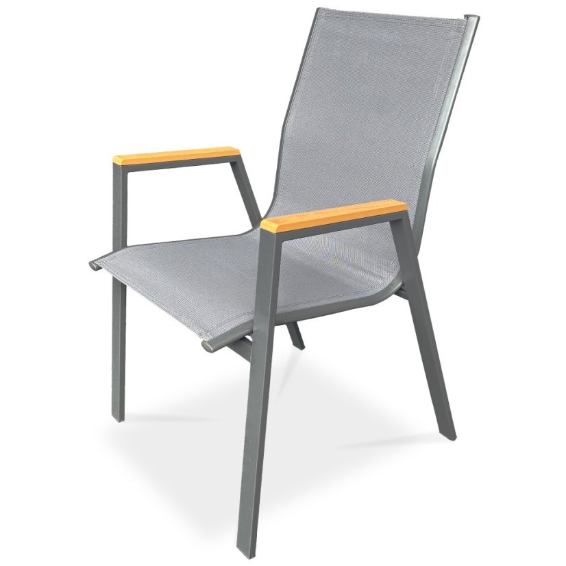 Zahradní židle METRA– kov, síťovina, šedá Autronic
