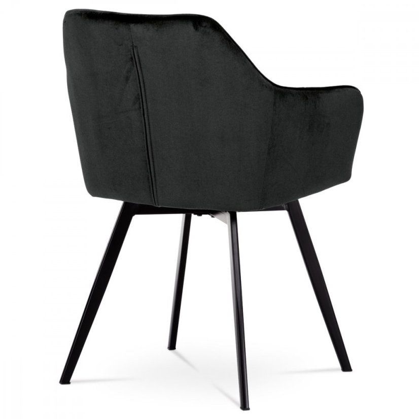 Jedálenské otočné kresielko YELD — kov, látka, čierna