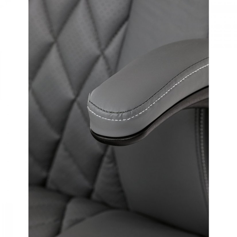 Kancelárske kreslo CYRUS — kov, ekokoža, siva