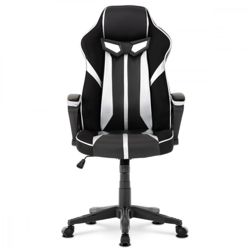 Herné kreslo LANCER — látka, ekokoža, čierna / biela
