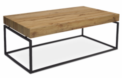 Konferenční stolek TARAN — 110x60x43 cm, divoký dub, černý kov