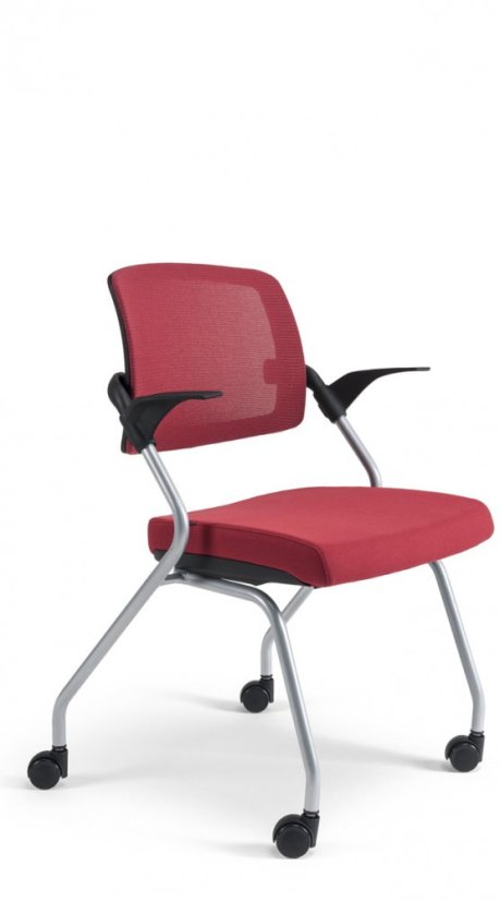 Konferenčná stolička na kolieskach Bestuhl U20 BLACK — viac farieb, stohovateľná - Farebné prevedenie U20 BLACK: Červená