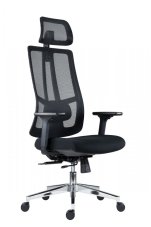 Kancelářská ergonomická židle RUBEN — látka / síť, černá, nosnost 150 kg
