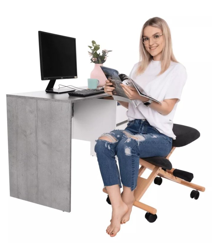 Ergonomická stolička na kľačanie GROCO – čierna/buková