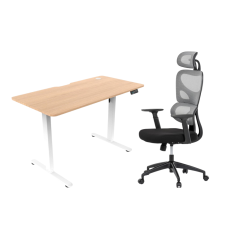 Pracovní set CAMPUS – elektrický  stůl ELEVATE + ergonomická kancelářská židle LEVI II světlá
