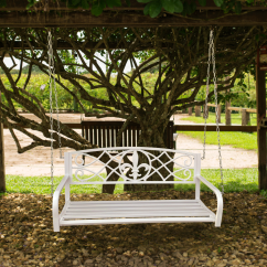 Zahradní houpačka ABEA — ocel, bílá Kondela