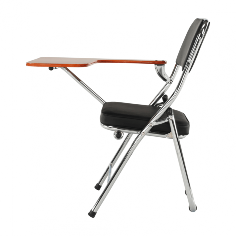 Konferenčná stolička s písacou doskou TEKER - kov, ekokoža, čierna