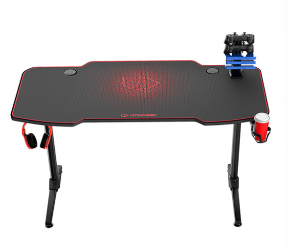 Herní stůl ULTRADESK FRAG RED – 140x66x76cm, se stojanem Ultradesk BEAM