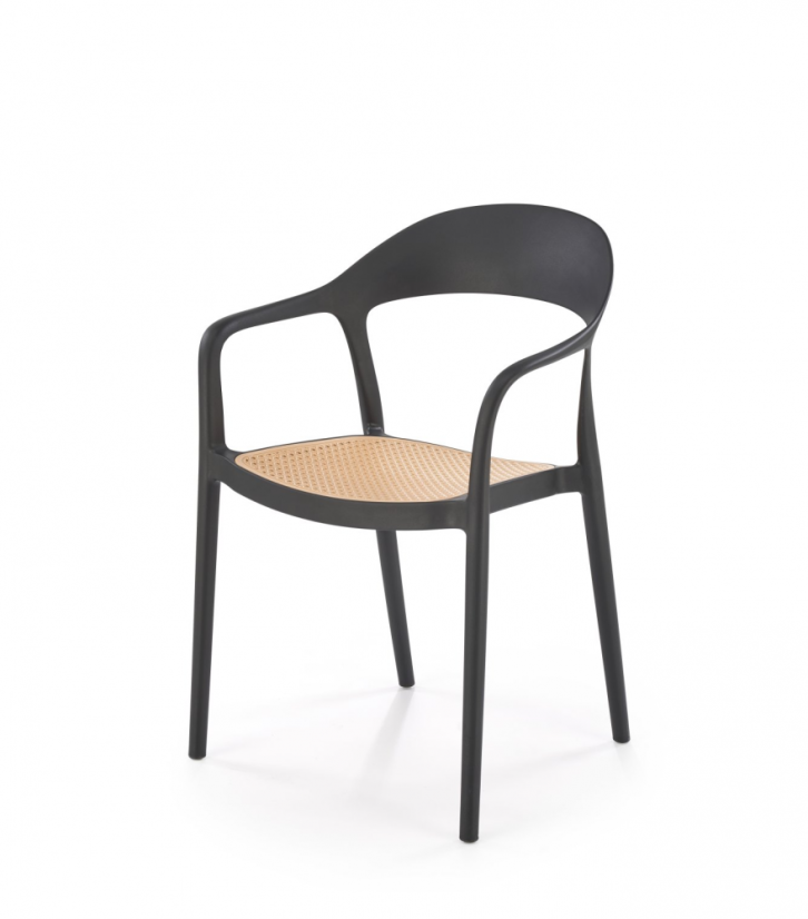 Plastové kresielko BIRK — čierna / prírodná