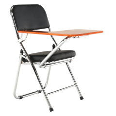 Konferenční židle s psací deskou TEKER — kov, ekokůže, černá Kondela