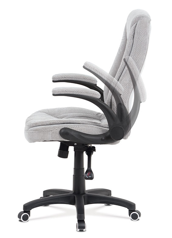 Kancelárska otočná stolička ROLAN na kolieskach — plast, šedá látka