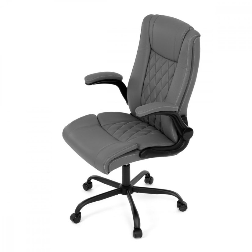 Kancelárske kreslo CYRUS — kov, ekokoža, siva